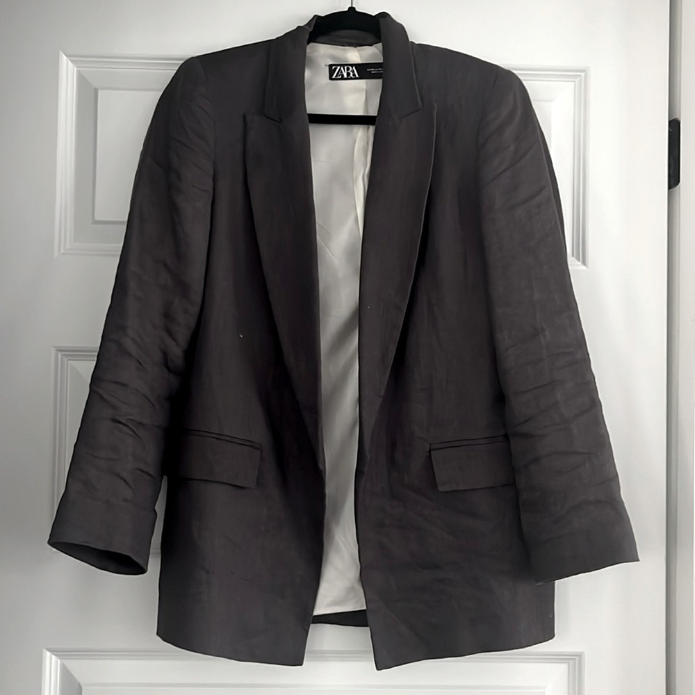 Zara blazer in black linen XS Boxy Jacker 0